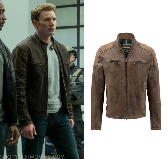 Captain America Civil War Steve Rogers Brown Distressed Cowhide Leather Jacket 