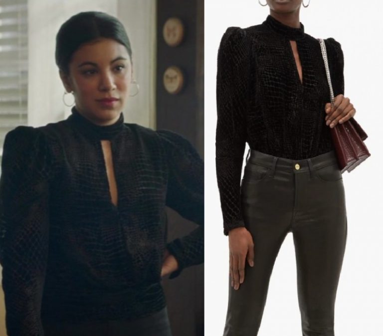 All My Life: Black Cut Out Neck Velour Blouse