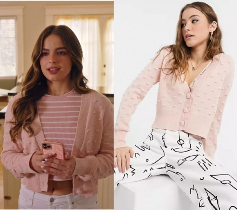 He’s All That: Padgett Sawyer’s Pink Textured Dot Cardiagn