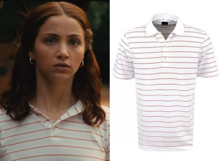 Fear Street – 1978: Cindy’s White & Pink Striped Polo Shirt