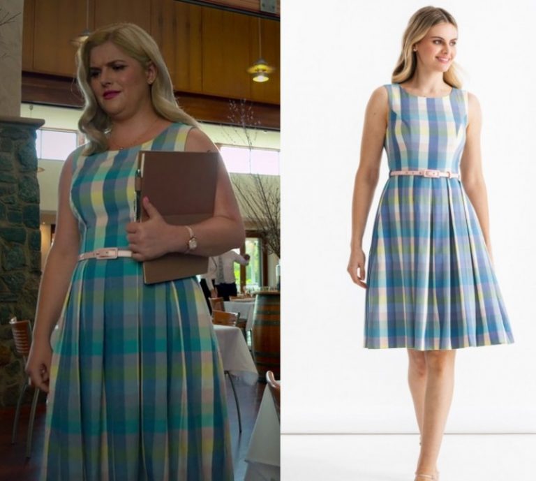 A Perfect Pairing: Audra’s Blue Grid Fit & Flare Dress