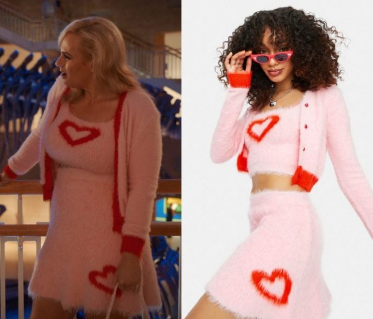 Senior Year: Stephanie’s Pink & Red Fuzzy Heart Print Dress & Cardigan