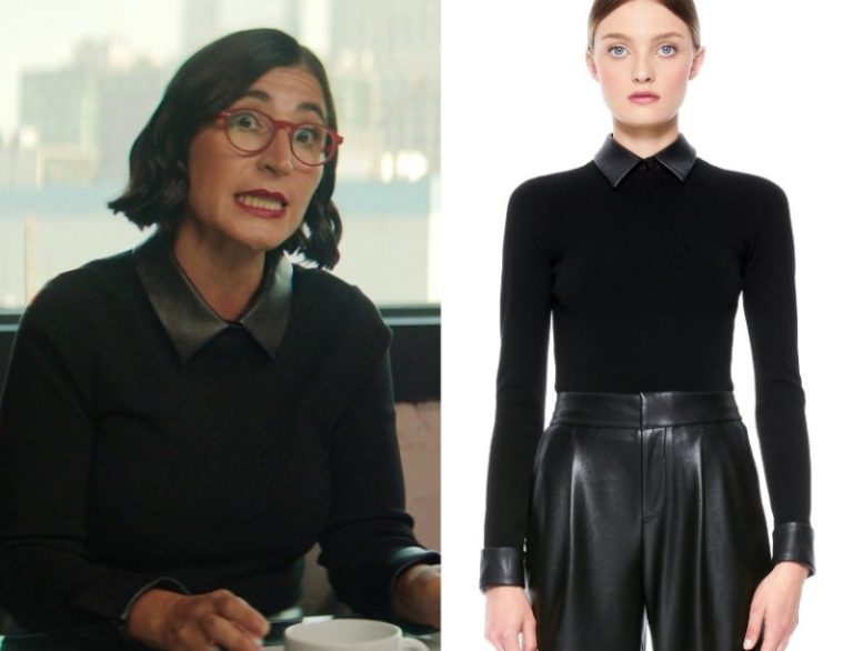 Not Okay: Black Leather Collar Sweater