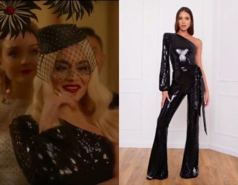 The Princess Switch 3 – Romancing the Star: Fiona’s Black Sequin Jumpsuit