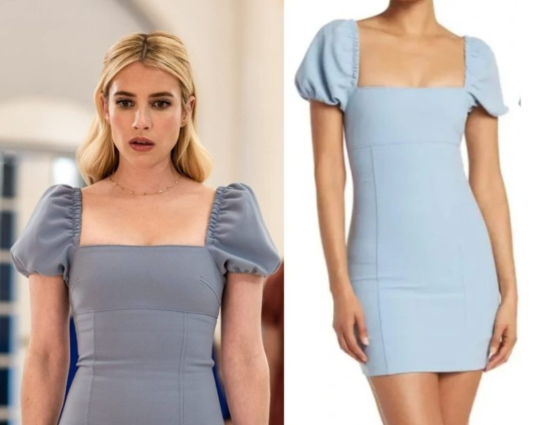 Maybe I Do: Michelle’s Blue Square Neck Puff Sleeve Dress