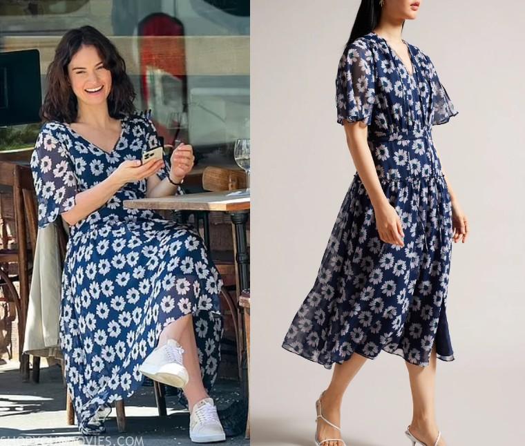 Relay: Sarah’s Navy & White Floral V Neck Midi Dress