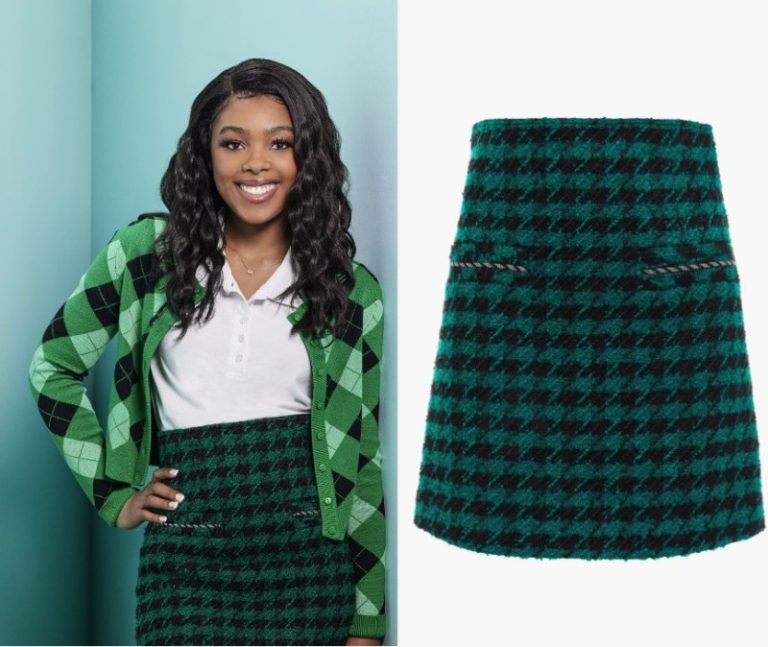 Prom Pact: LaToya’s Green & Black Houndstooth Skirt