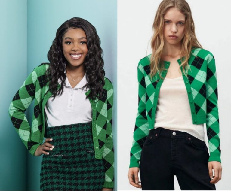 Prom Pact: LaToya’s Green Plaid Cardigan