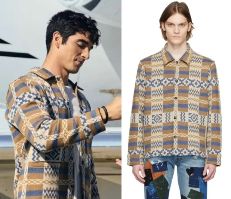 Red White and Royal Blue: Beige/Blue Aztec Print Shacket