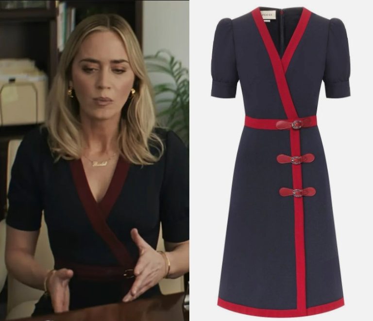 Pain Hustlers: Liza’s Navy & Red Trim Wrap Dress