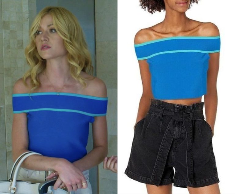 Sugar: Chloe’s Off The Shoulder Crop Blue Top