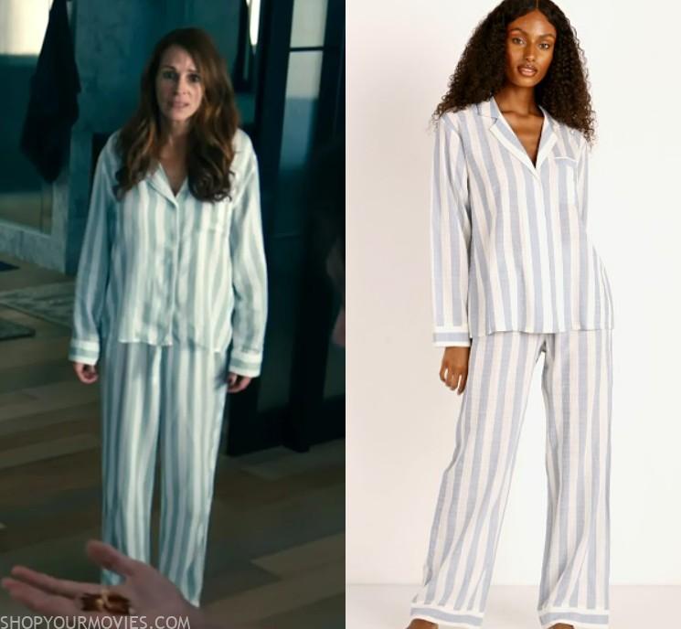 Leave the World Behind: Amanda’s White & Blue Striped Pajamas