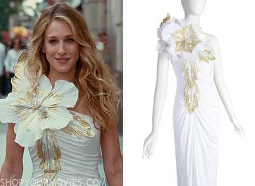 Sex and The City: Carrie's White Dress with Flower Applique | Shopyourmovies