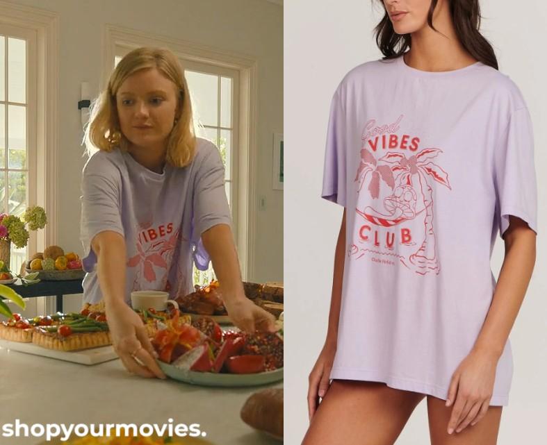 Anyone But You: Halle’s Purple “Good Vibes” Tee