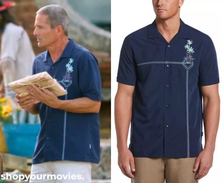 Beautiful Wedding: Benny’s Palm Tree Embroidered Short Sleeve Shirt