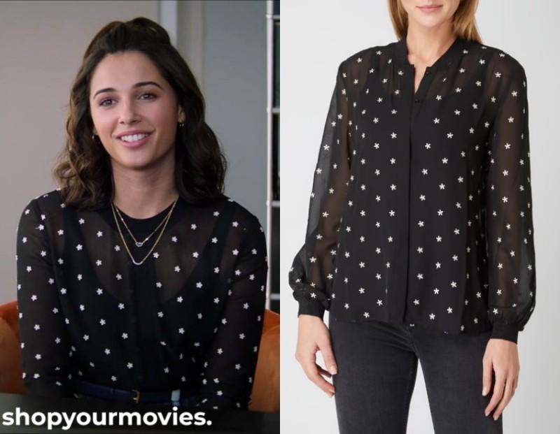 Charlie’s Angels: Elena’s Black Floral Embroidery Blouse