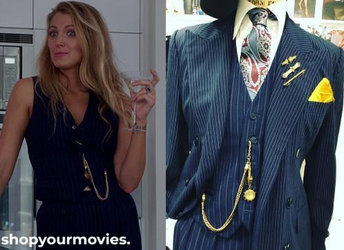 A Simple Favor: Emily’s Pin Striped Three-Piece Suit