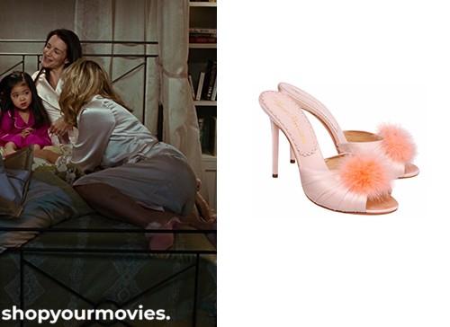 Sex and The City: Samantha’s Pink Open Toe Feather Mules