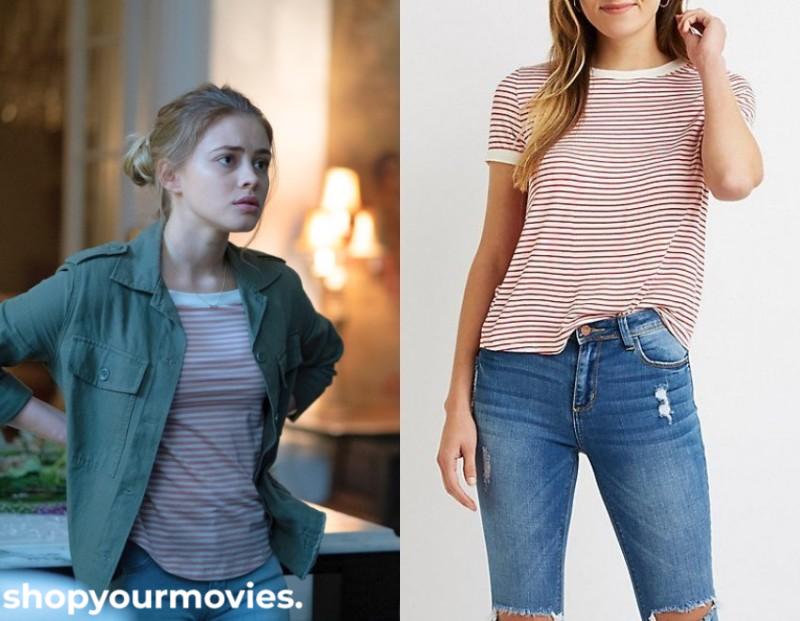 After: Tessa’s White/Pink Striped Tee
