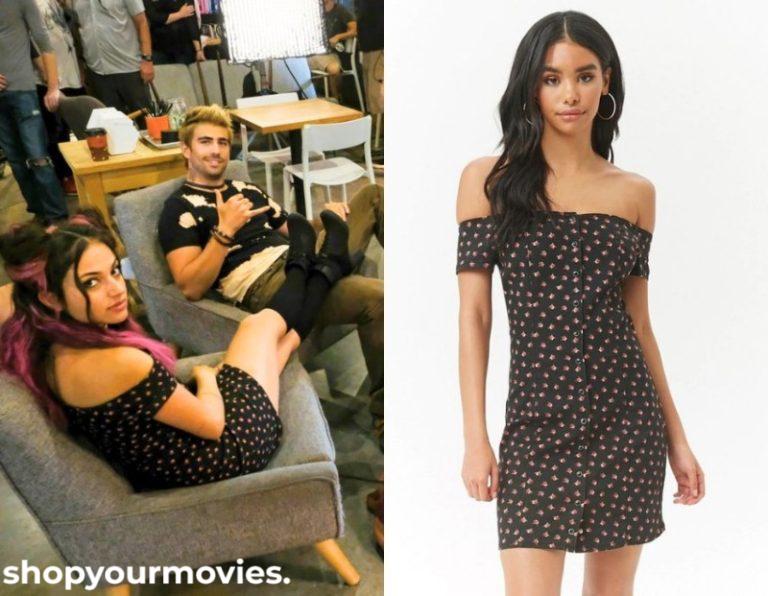 After: Molly’s Black Floral Off-the-Shoulder Mini Dress