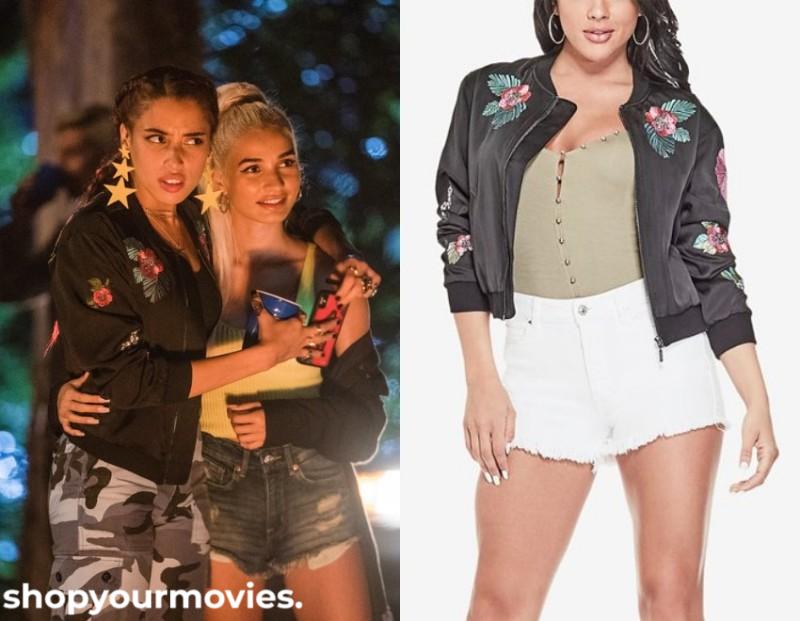 After: Steph’s Embroidered Satin Bomber Jacket