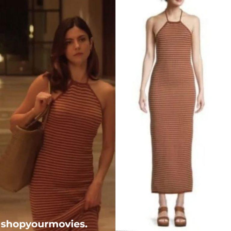 At Midnight: Sophie’s Brown Striped Halterneck Dress