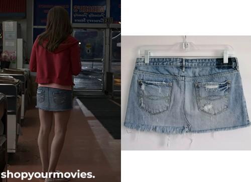 My Bloody Valentine: Megan’s Denim Distressed Mini Skirt