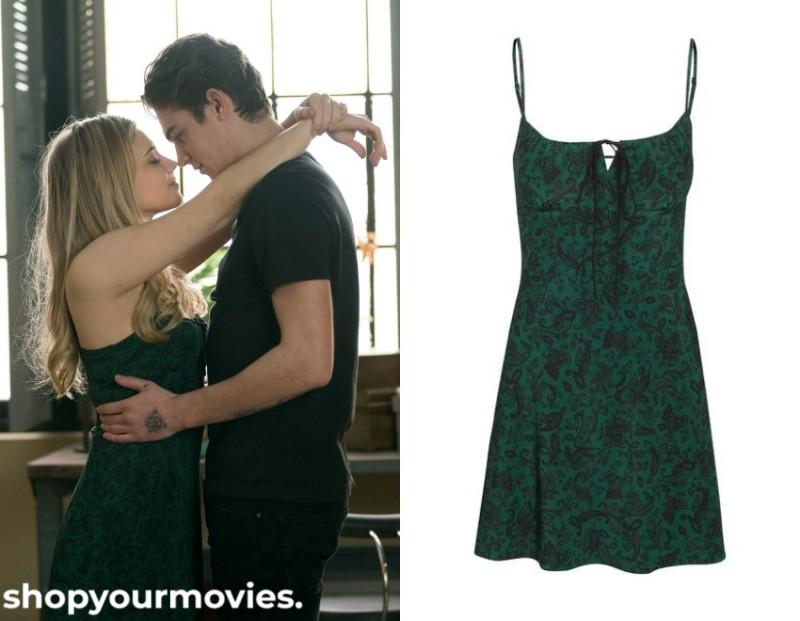 After Ever Happy: Tessa's Green Paisley Print Mini Dress | Shopyourmovies After Ever Happy: Tessa's Green Paisley Print Mini Dress | Shopyourmovies