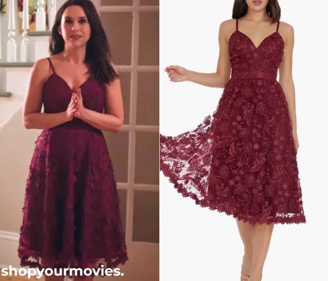 Hot Frosty: Kathy’s Burgundy Floral Lace Dress