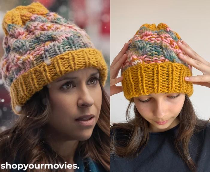 Hot Frosty: Kathy’s Yellow & Blue Knit Beanie