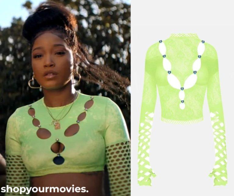 One of Them Days: Dreux’s Green Cut Out Long Sleeve Net Crop Top