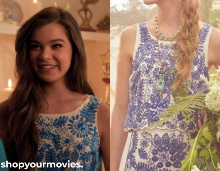Pitch Perfect 2: Emily’s Blue-white Embroidered Top