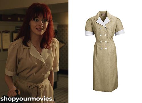 Cruella: Cruella’s Double Breasted Lapel Tan Dress
