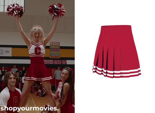 The Stranger in My Home (2025): Katie’s Cheer Red Mini Skirt