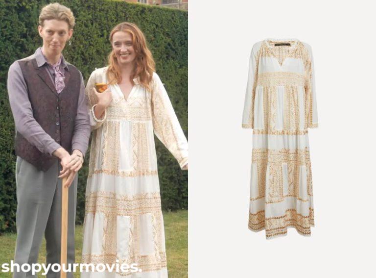 My Oxford Year: Cecelia’s White/Gold Long Sleeve Maxi Dress