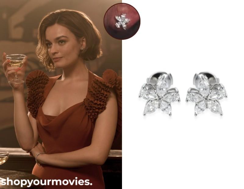 Death on the Nile: Jacqueline’s Silver Diamond Flower Earrings