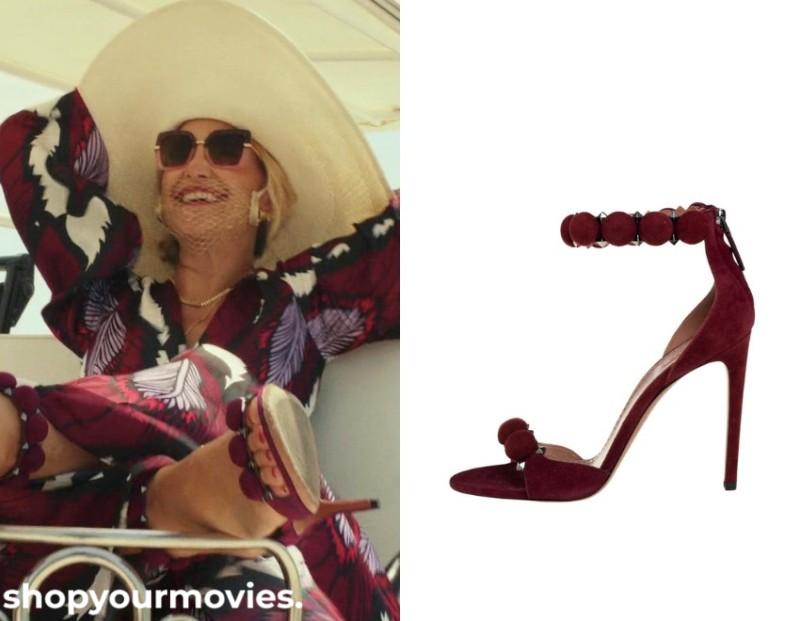 Glass Onion: Birdie’s Burgundy Suede Sandals