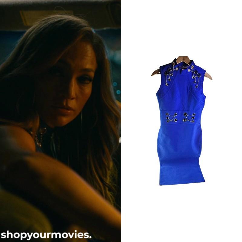 Hustlers: Ramona’s Keyhole Chain Blue Dress