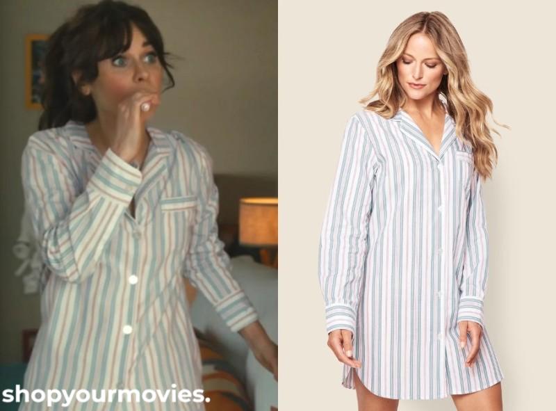 Merv: Zooey’s White Striped Night Shirt