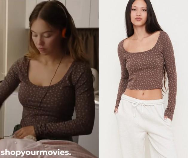 The Housemaid: Millie’s Brown Floral Scoop Neck Top