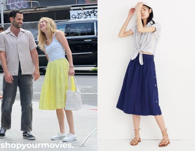 You Deserve Each Other: Naomi’s Yellow Side Button Midi Skirt
