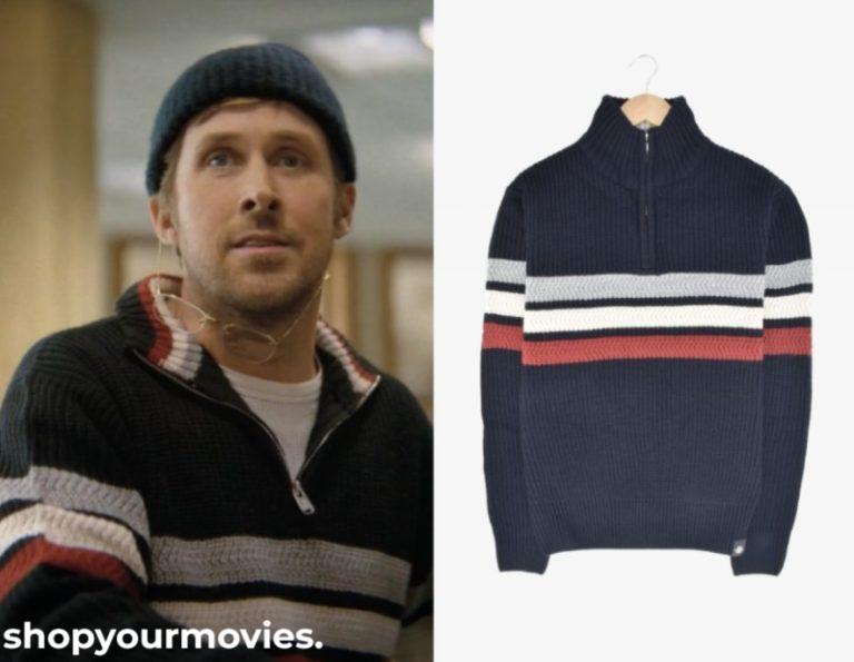 Project Hail Mary: Ryland’s Navy Blue Half Zip Sweater with Stripes