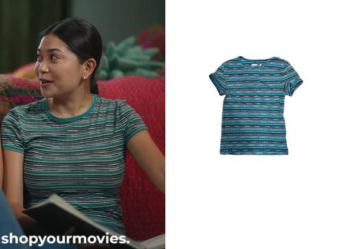 40 Dates and 40 Nights: Brunette Woman’s Blue/Green Tee