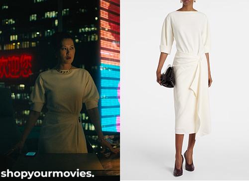 Ready or Not 2: Here I Come: Wan Chen’s White Ruched Dress