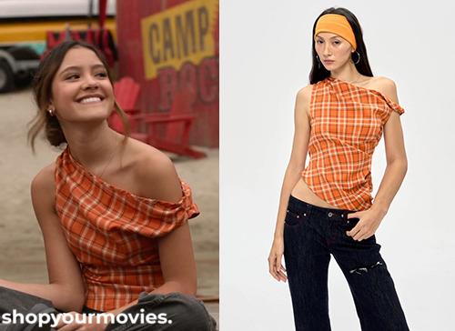 Camp Rock 3: Madison’s One Shoulder Orange Plaid Top