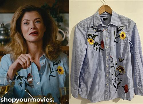 Snack Shack: Jean’s Striped Button Up with Embroided Flowers