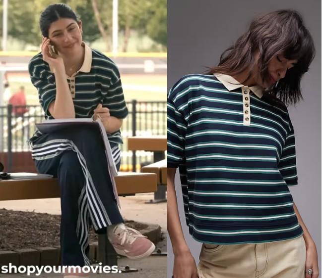 Dont Say Good Luck: Sophie’s Green/White Striped Polo Shirt