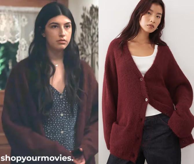 Dont Say Good Luck: Sophie’s Burgundy Oversized Cardigan
