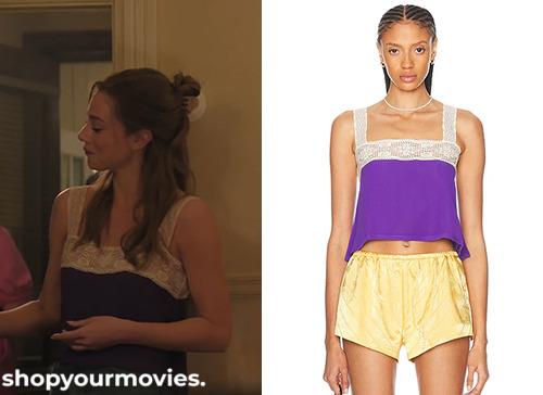 The Love Hypothesis: Olive’s Dark Purple Top with Lace Detail