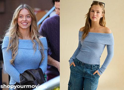 The Housemaid’s Secret: Millie’s Baby Blue Foldover Sweater
